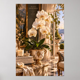 Weiße Vintage-Orchidee Europäische Wandkunst Poster