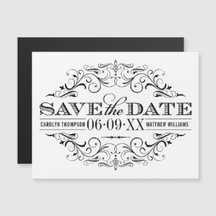 Weiße Vintage-Ornamentik Magnet zur Hochzeit