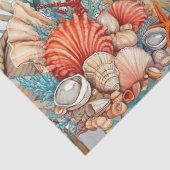 Weiße Vintage Ozeanflora und -fische Seidenpapier (Detail)