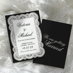 Weiße Vintage-Papier-Spitze Romantische Chic-Hochz Einladung