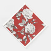 Weiße Vintage-Rose Serviette (Ecke)