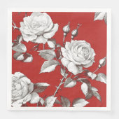 Weiße Vintage-Rose Serviette (Vorderseite)
