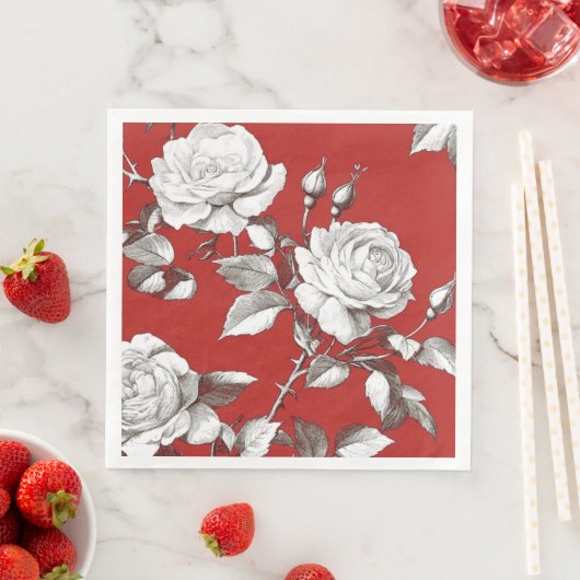 Weiße Vintage-Rose Serviette (Beispiel)