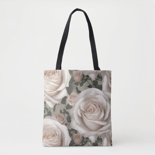 Weiße Vintage-Rose Tasche (Vorderseite)