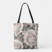 Weiße Vintage-Rose Tasche (Rückseite)