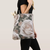 Weiße Vintage-Rose Tasche (Von Nahem)