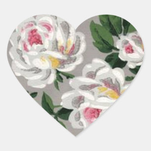 Weiße Vintage-Rosen auf Grau - Aufkleber
