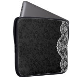 Weiße Vintage Schnürschwarzer Damasken Laptopschutzhülle (Vorne Rechts)
