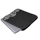 Weiße Vintage Schnürschwarzer Damasken Laptopschutzhülle (Vorne Knopf)