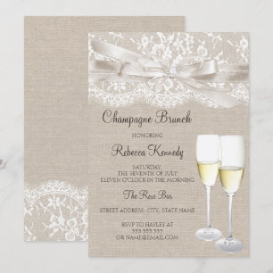Weiße Vintage-Spitze Champagner-Brunch-Einladung Einladung