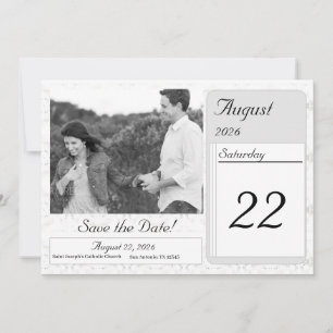 Weiße Vintage-Spitze Hochzeit Save The Date