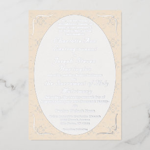 Weiße Vintage-Spitze katholische Hochzeit Folieneinladung