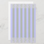 Weiße Vintage Spitze Warm grau mit Streifen Briefpapier (Vorne/Hinten)