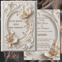 Weiße Vintage-Tulpen Elfenbein Gold Barock-Rankenw