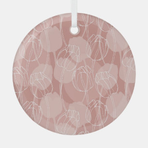 Weiße Vintage-Tulpen Rosa Hintergrund Ornament Aus Glas