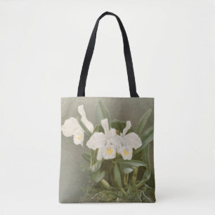 Weiße Vintage-Weihnachts-Orchideen-Blumen-Kunst-Ta Tasche