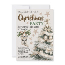 Weiße vintage Weihnachtsfeier-Einladung