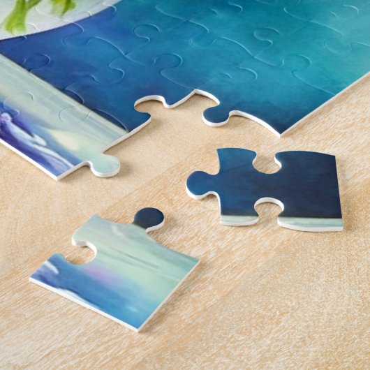 Weiße violette Blumen in einer Vase Puzzle (Seite)