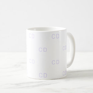 Weiße violette Monogramm-Initialmuster Kaffeetasse