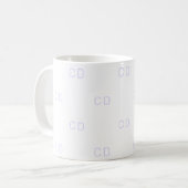 Weiße violette Monogramm-Initialmuster Kaffeetasse (Vorderseite Links)