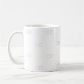 Weiße violette Monogramm-Initialmuster Kaffeetasse (Links)