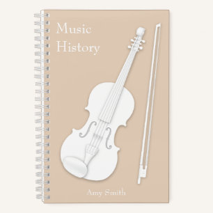 Weiße Violine oder Viola Beige Custom Musical Notizblock