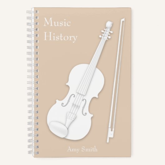 Weiße Violine oder Viola Beige Custom Musical Notizblock (Vorderseite)