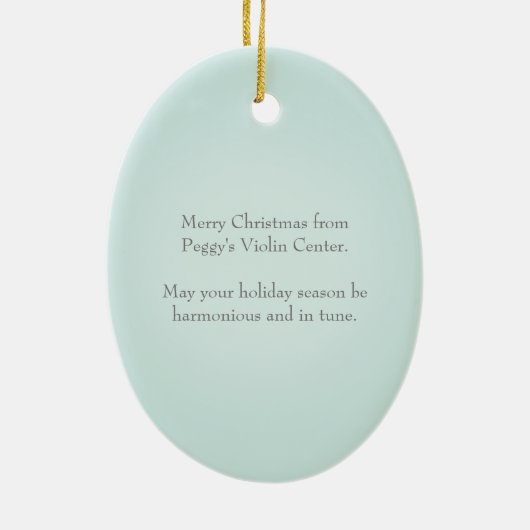 Weiße Violine oder Viola mit Bow Aqua Custom Music Keramik Ornament (Hinten)