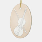 Weiße Violine oder Viola mit Bow Beige, benutzerde Keramik Ornament (Links)