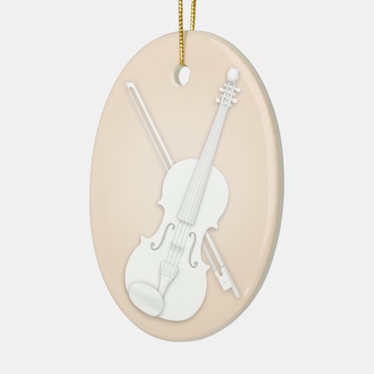 Weiße Violine oder Viola mit Bow Beige, benutzerde Keramik Ornament (Links)