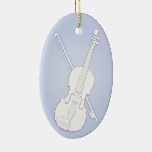 Weiße Violine oder Viola mit Bow Blue Custom Music Keramik Ornament (Rechts)