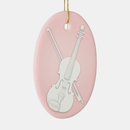 Weiße Violine oder Viola mit Bow Custom Pink Music Keramik Ornament (Rechts)
