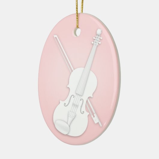 Weiße Violine oder Viola mit Bow Custom Pink Music Keramik Ornament (Links)