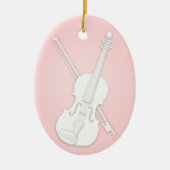 Weiße Violine oder Viola mit Bow Custom Pink Music Keramik Ornament (Vorne)