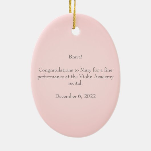 Weiße Violine oder Viola mit Bow Custom Pink Music Keramik Ornament (Hinten)
