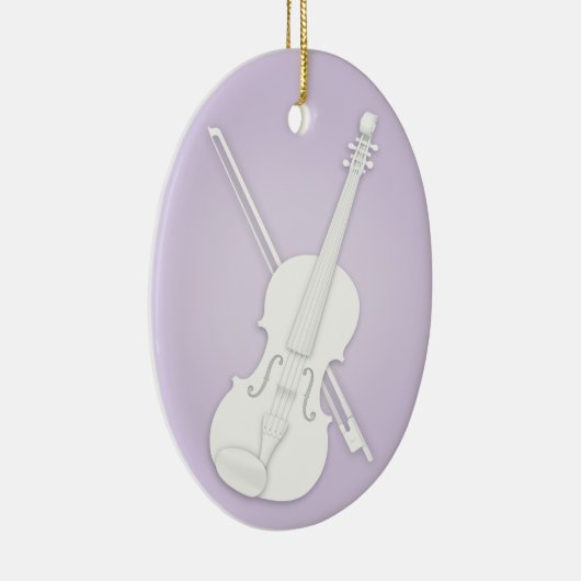 Weiße Violine oder Viola mit Bow Lavender Musical Keramik Ornament (Rechts)