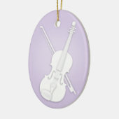 Weiße Violine oder Viola mit Bow Lavender Musical Keramik Ornament (Links)