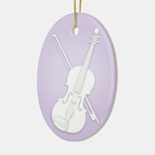 Weiße Violine oder Viola mit Bow Lavender Musical Keramik Ornament (Links)