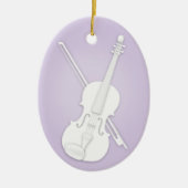 Weiße Violine oder Viola mit Bow Lavender Musical Keramik Ornament (Vorne)