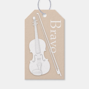 Weiße Violine und Bow Beige Musical Occaise Custom Geschenkanhänger