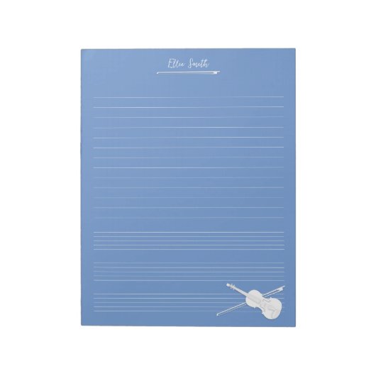 Weiße Violine und Bow Notizblock (Rotiert)