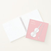 Weiße Violine und Bow Rose Rosa Custom Square Notizblock (Innenseite)