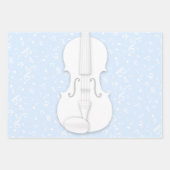 Weiße Violine und Musiksymbole Pfirsichfarben Blau Geschenkpapier Set (Vorderseite 3)