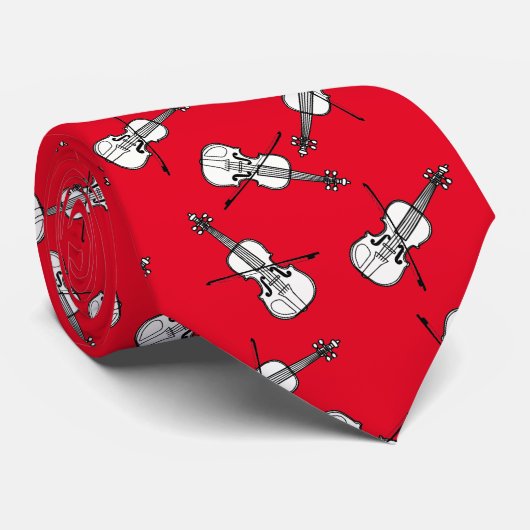 Weiße Violinen Krawatte (Gerollt)