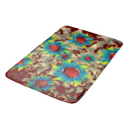 Weiße virtuelle Blume, blaue und gelbe Blütenblätt Badematte