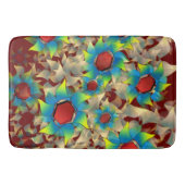 Weiße virtuelle Blume, blaue und gelbe Blütenblätt Badematte (Vorderseite)