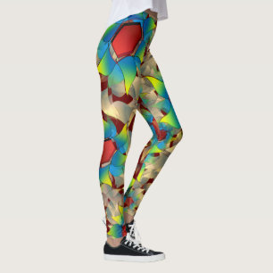 Weiße virtuelle Blume, blaue und gelbe Blütenblätt Leggings