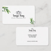 Weiße Visitenkarte mit Aquarell-Grün-Detail (Vorne/Hinten)