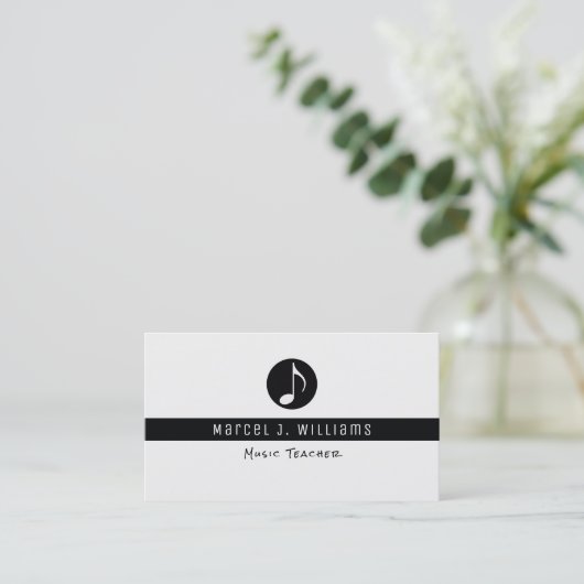 weiße Visitenkarte mit Musiknote (Stehend Vorderseite)