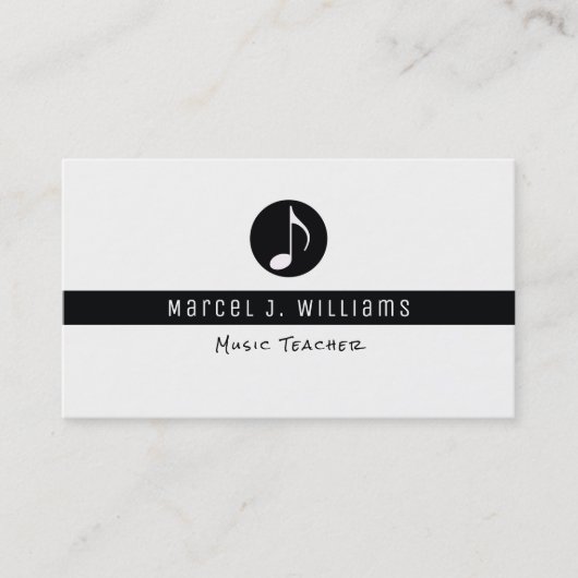 weiße Visitenkarte mit Musiknote (Vorderseite)